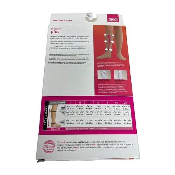 Mediven Plus Medical Compression Socks Size III 16103 Beige Calf Top Band CT NEW - Picture 5 of 8
